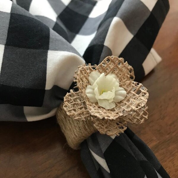 Burlap Napkin Ring Etsy