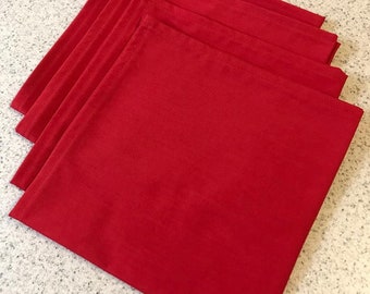 Red Kona Cotton Napkins sold in sets of four.