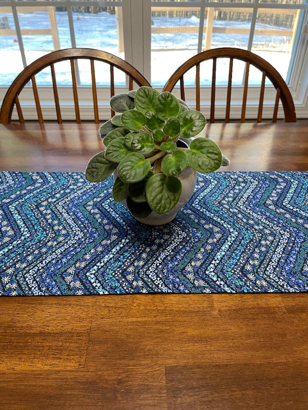 Ditsy Table Setting Blue Ditsy Chevron Table Runner, Sold in Various Sizes. - Etsy