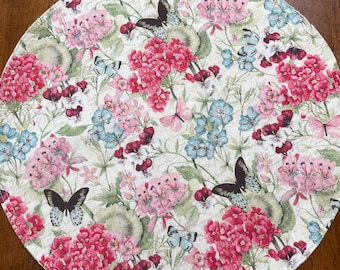 Butterflies on Floral Circular Placemat, sold individually