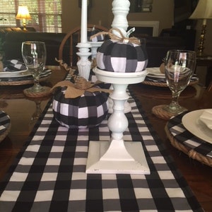 Beautiful and Versatile Black and White 1&quot; squared Buffalo Checked Table Runner