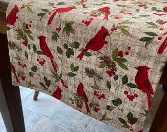 Cardinals on Music Motif Table Runner, in various sizes.