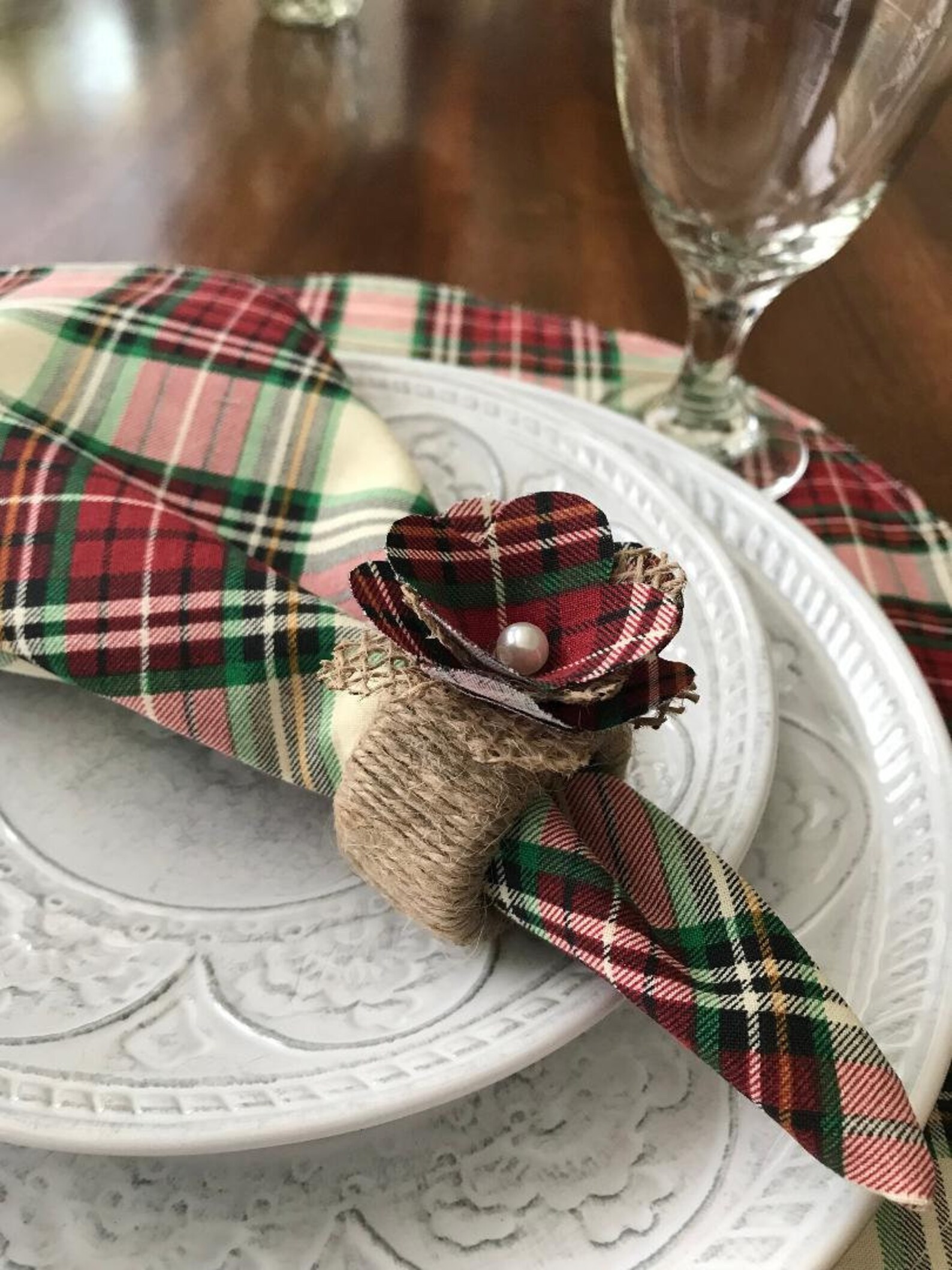 Set Tartan Plaid Placemats Napkins and Napkin Rings sold in Etsy