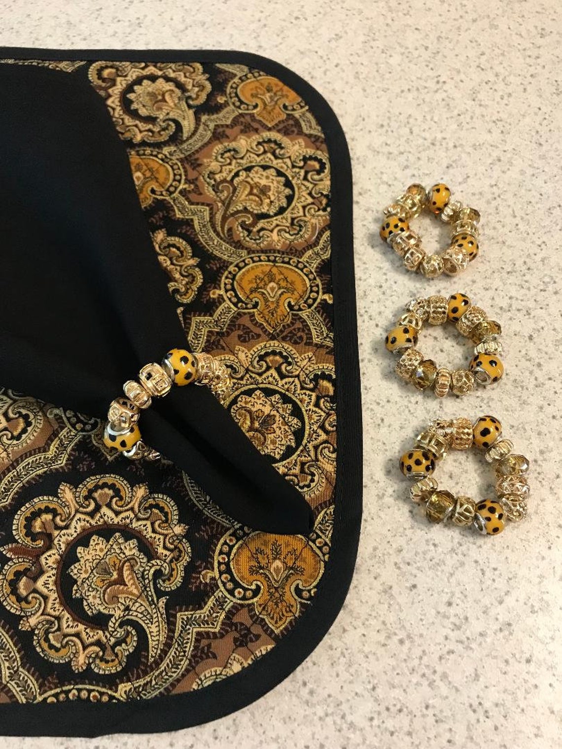 Placemat Set Black and Gold Quilted and Reversible Placemat Etsy