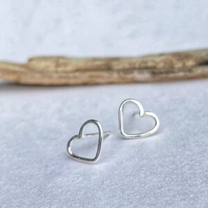 Stirling silver charity heart studs / valentines gift image 1