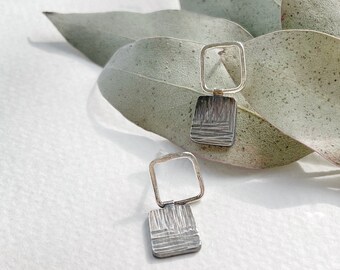 Contemporary Stirling silver earring