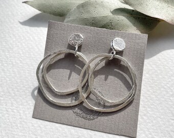 Contemporary handcrafted Stirling silver statement earrings