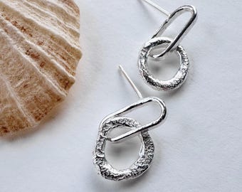 Textured circle drop studs
