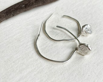 Stirling silver wave hoops / contemporary hoop earrings