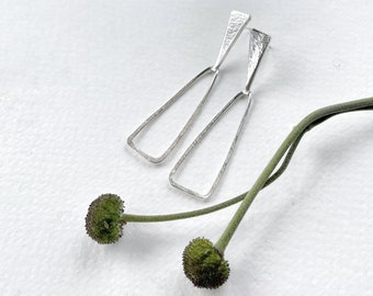 Contemporary Stirling silver drop stud earrings