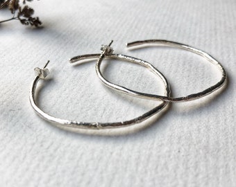 Classic textured silver hoop earrings