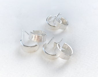 Stirling silver raw edge hoops