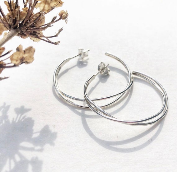 Stirling silver delicate hoops