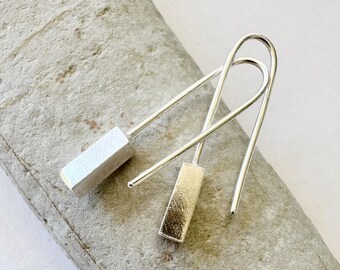 Stirling silver rectangle drop earring