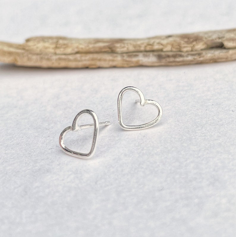 Stirling silver charity heart studs / valentines gift image 2