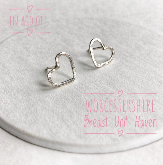 Stirling silver charity heart studs
