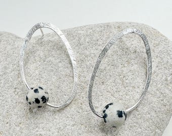 Stirling Silver & Dalmatian Jasper gemstone earrings