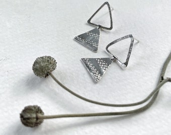 Triangle silver stud earrings