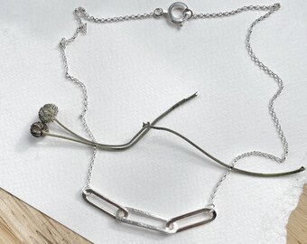 Statement oval link silver necklace