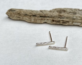 Contemporary textured Stirling silver twig like studs