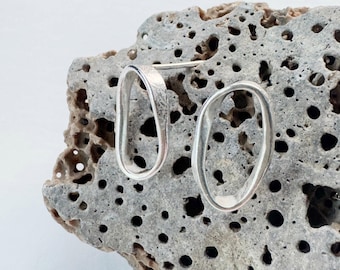 Contemporary oval Stirling silver studs