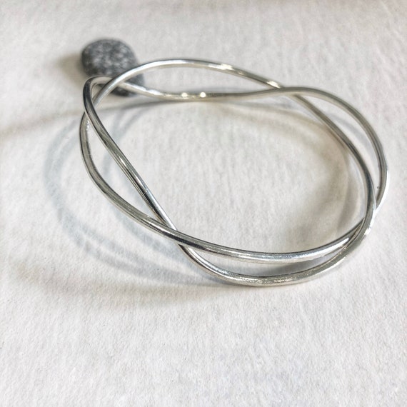 Handcrafted Stirling silver wave bangle