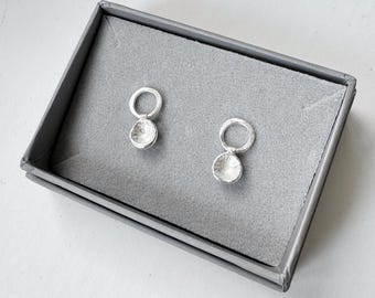 Round Stirling silver studs with drop pebble