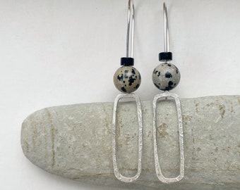 Stirling silver earrings with Dalmatian Jasper bead