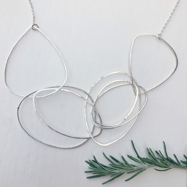 Silver Necklace // Statement Necklace // Circle Necklace Silver // Handmade Silver Necklace // Bib Necklace Silver