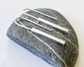 Stirling silver rectangle drop earring