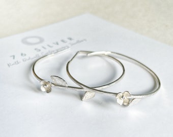 Stirling silver delicate Spring inspired hoops