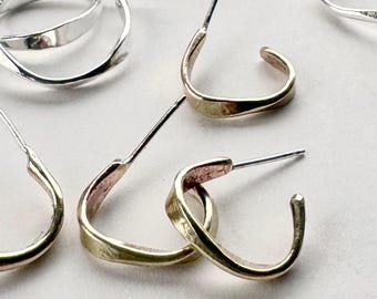 Wave Hoop handcrafted in Silver or Brass