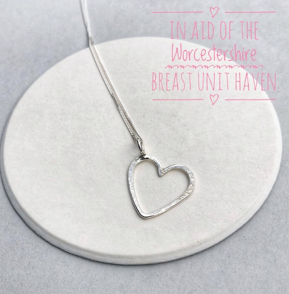 Stirling silver charity heart pendant / valentines heart pendant