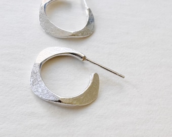 Stirling silver hammered hoops