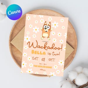 Cartoon Dog Editable Birthday Invitation Template, Digital Birthday Invite, Kids Birthday, Editable Birthday Invite for Printing.