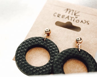 Black Textured Polymer Clay Earrings