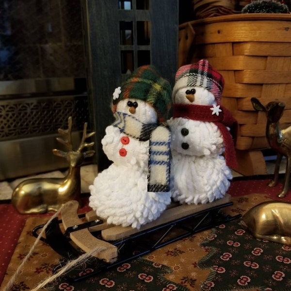 Snowmen on Sled/Christmas Decor/Shelf Sitter/Winter Decor/Snowman Decor/Country Decor/Farmhouse Decor