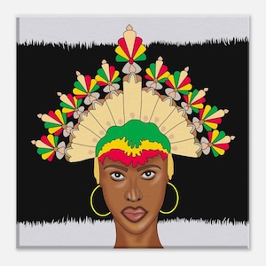 Black Woman Wall Art Canvas Print, Black Girl Art, Afro Caribbean Art, African Woman, Luxury Wall Art, Home Décor Art, African Art, Afro