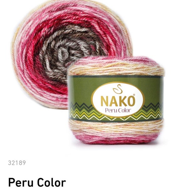 Knitting yarn NAKO Peru Color Alpaca Wool Acrylic Cake Gradian yarn. Crochetting Shawl, Hat, Sweater, Cardigan Turkish  PatikaShop YarnStore