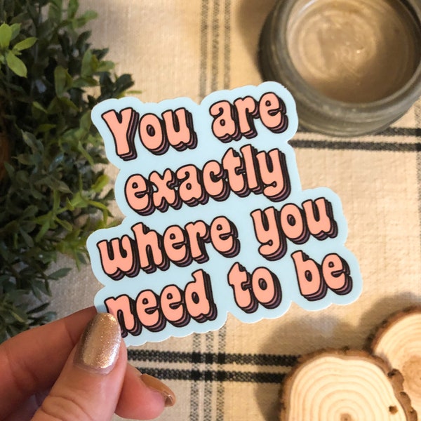 You are exactly where you need to be sticker for waterbottle, dishwasher safe sticker, vinyl sticker