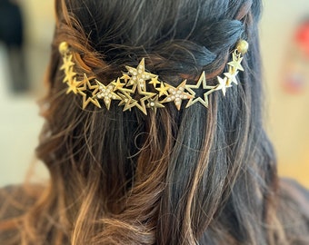 Summer Star KELA STAR  Diamante Hair Crown Brass Constellation Hair Accessory