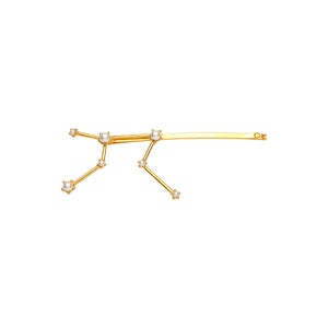 Zodiac Constellation Sign Hair Pins , Women's Astrology Hair Accessory, Horoscope Pin, Pearl and Gold Hair Pin image 9