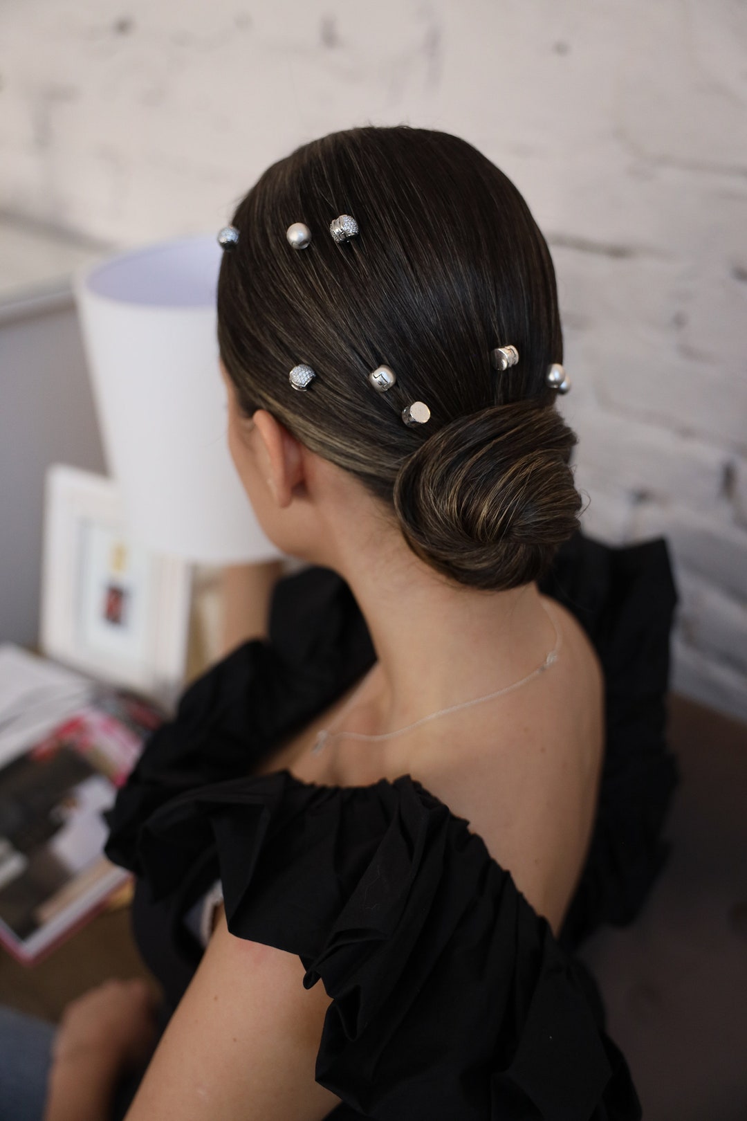 KELACHARMS Pearl White Kela Hair Charms - Set of 3, Non-Slip, Wedding, Bridal Hair Clip
