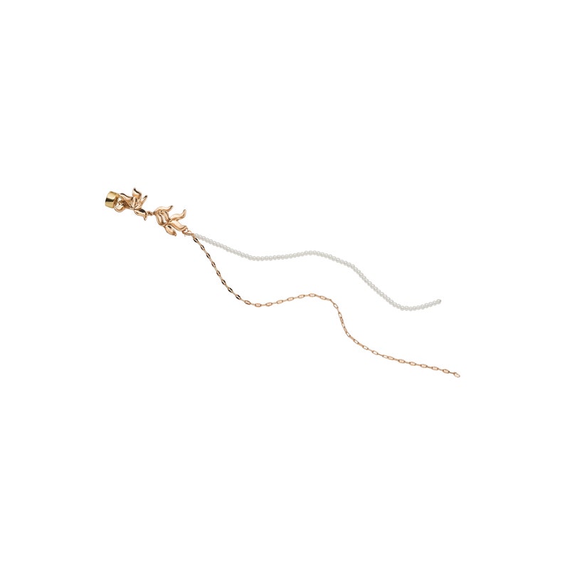 Kela Ear Cuff Hair Strands Flower With Pearl And Chain Strands Hair Jewellery Bridal Accessory Body Jewelry Jewelry Valresa Com