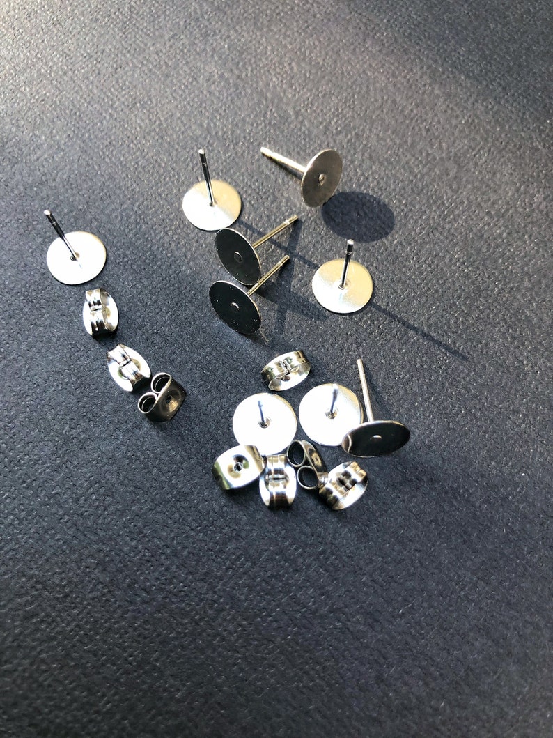 Molly Square Dangles in khaki navy pink and white