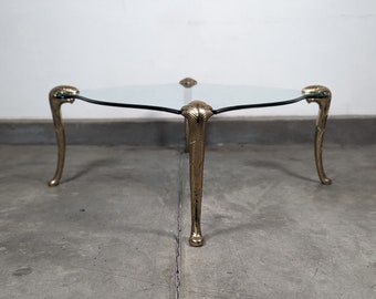 Hollywood Regency Brass & Glass Coffee Table in the Style of P.E. Guerin, c1970s