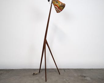 Mid Century Modern Teak "Giraffe" Floor Lamp by Uno and Östen Kristiansson for Luxus, c1950s