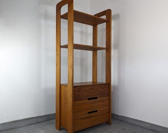 Vintage Mid Century Oak Freestanding Wall Unit Shelving/Bookcase by Lou Hodges, c1970s