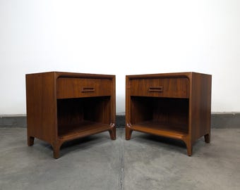 Pair of Vintage Mid Century Modern Walnut Nightstands by Widdicomb, c1960s