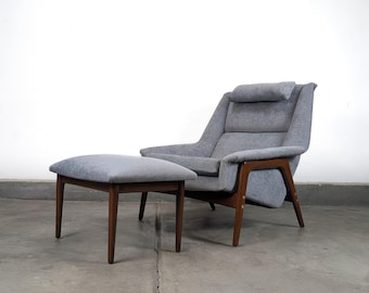 Mid Century 'Profil' Lounge Chair and Ottoman by Folke Ohlsson for Dux, c1960s